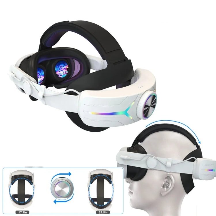 For Meta Quest 3 USB Rechargeable RGB Lighting Effect Adjustable Foldable Headset(Elite) - VR Accessories by PMC TechLife | Online Shopping South Africa | PMC TechLife | Buy Now Pay Later Mobicred
