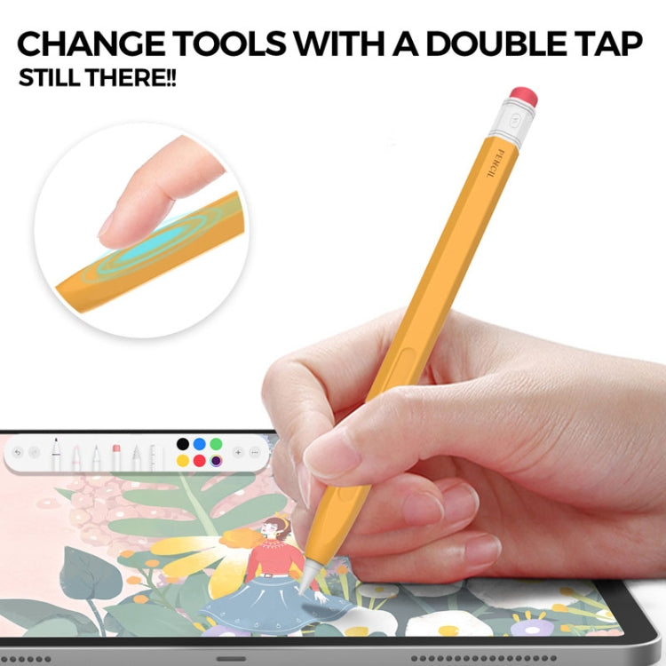For Apple Pencil 2 AhaStyle PT180-2 Retro Stylus Protective Case Drop Proof Capacitive Pen Cover(Yellow) - free shipping - PMC Jewellery - Order now!