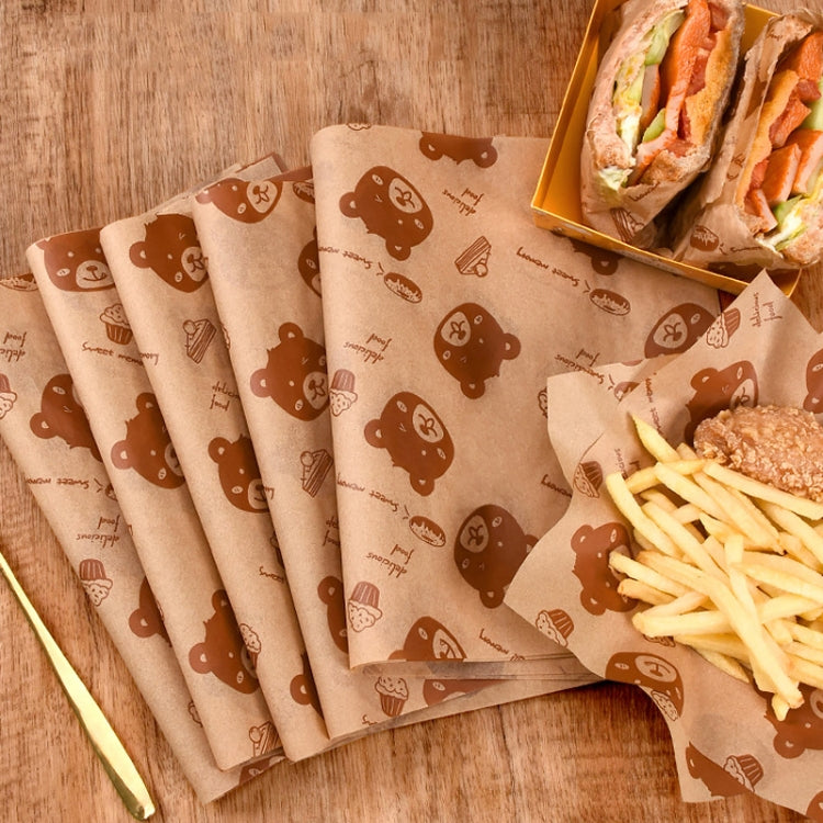100sheets /Pack Bear Pattern Greaseproof Paper Baking Wrapping Paper Food Basket Liners Paper 20x20cm - Retail Packaging by PMc TechLife | Online Shopping South Africa | PMc TechLife | Buy Now Pay Later Mobicred