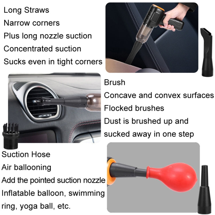 Car Vacuum Cleaner Large Suction Power Wireless Pump Inflatable Blower Handheld Small Vacuum Cleaner, Style: Brush 200W+2 Filters+Storage Bag (White) - Vacuum Cleaner by PMC TechLife | Online Shopping South Africa | PMC TechLife | Buy Now Pay Later Mobicred