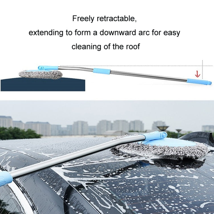 Car Chenille Curved Handle Telescopic Car Wash Soft Bristle Mop(Blue) - Car washing supplies by PMC TechLife | Online Shopping South Africa | PMC TechLife | Buy Now Pay Later Mobicred
