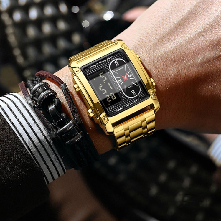 BINBOND B2311 30m Waterproof Men LED Luminous Multifunctional Quartz Watch, Color: Black Steel-Black - free shipping - PMC TechLife - Order now!