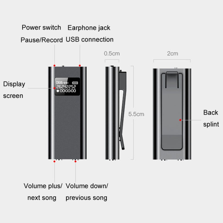 Q25 Intelligent Voice Recorder With Screen HD Noise Canceling Back Clip Voice Reporter, Size: 8GB(Black) - Recording Pen by PMC TechLife | Online Shopping South Africa | PMC TechLife | Buy Now Pay Later Mobicred