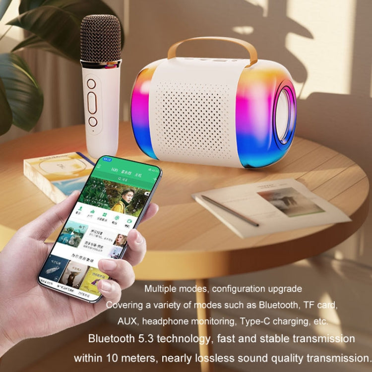 Y5 2 Microphone Portable Bluetooth Speaker Home And Outdoor Wireless Karaoke Audio(White) - Microphone by PMC TechLife | Online Shopping South Africa | PMC TechLife | Buy Now Pay Later Mobicred