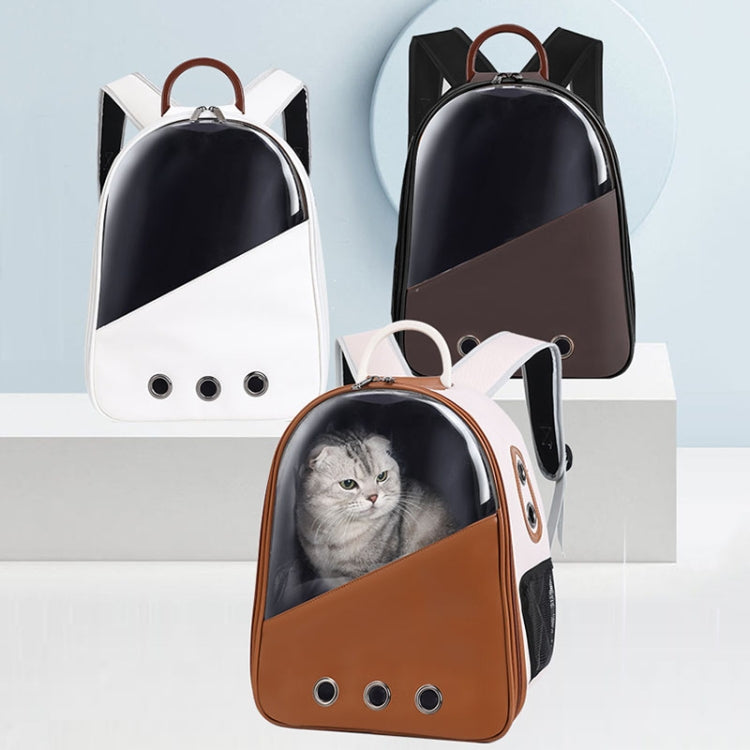PU Pet Bag Cats And Dogs Outing Carrying Capsule Double Shoulder Backpacks(Model 1 Khaki) - free shipping - PMC TechLife - Order now!