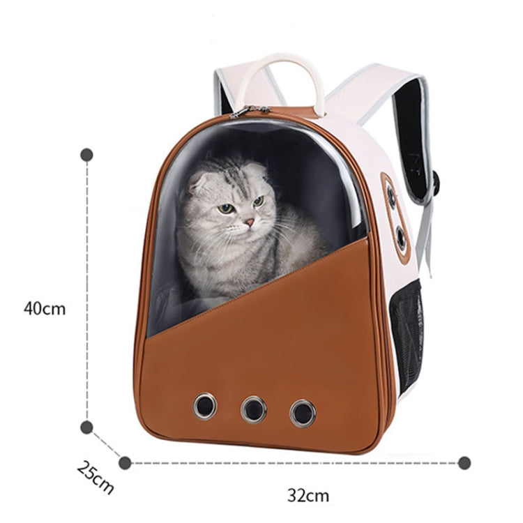PU Pet Bag Cats And Dogs Outing Carrying Capsule Double Shoulder Backpacks(Model 1 Beige) - Pet Bags by PMC TechLife | Online Shopping South Africa | PMC TechLife | Buy Now Pay Later Mobicred