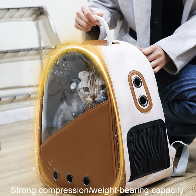 PU Pet Bag Cats And Dogs Outing Carrying Capsule Double Shoulder Backpacks(Model 1 Beige) - Pet Bags by PMC TechLife | Online Shopping South Africa | PMC TechLife | Buy Now Pay Later Mobicred