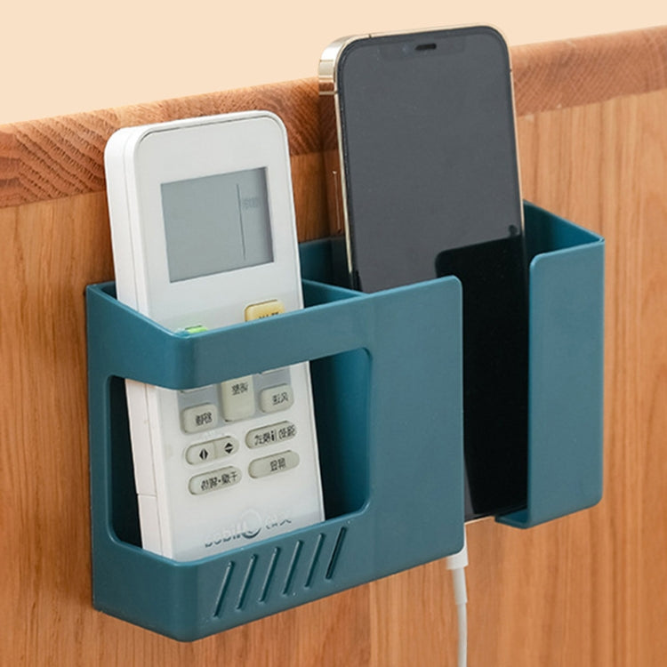 Double Grid Wall-Mounted Storage Box Remote Control Sundries Organizer Mobile Phone Charging Holder(Blue) - free shipping - PMC TechLife - Order now!