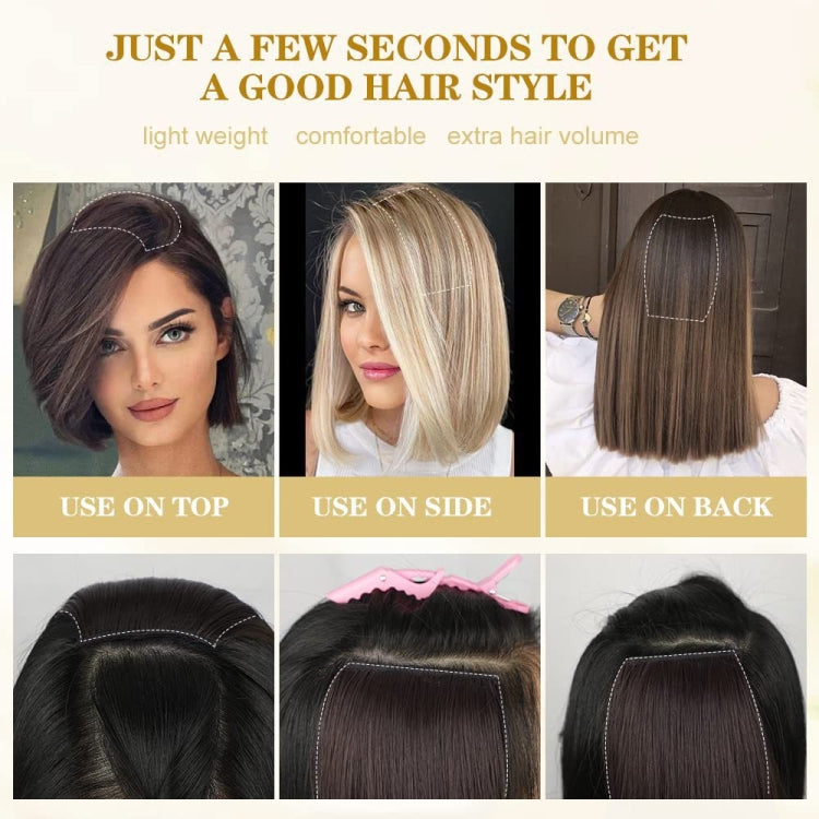 Invisible Pad Hair Roots Both Sides Puffy Wig Piece Faux Hair Extension Pad Hair Piece, Color: 30cm Light Brown - free shipping - PMC TechLife - Order now!