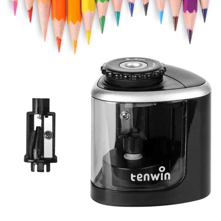 TENWIN Electrical Pencil Sharpener Student Stationery Semi-Automatic Sharpeners Battery Model(Black) - Pencil Sharpener by TENWIN | Online Shopping South Africa | PMc TechLife | Buy Now Pay Later Mobicred