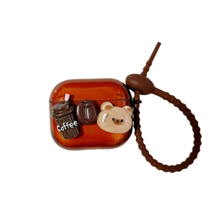 For AirPods 2 / 1 Cartoon 3D Coffee Bear Headphones Case Protective Shell Cover - For AirPods 1/2 by PMC Jewellery | Online Shopping South Africa | PMC Jewellery | Buy Now Pay Later Mobicred