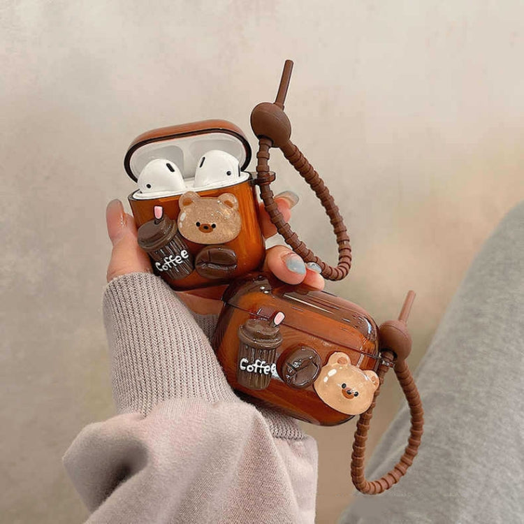 For AirPods 2 / 1 Cartoon 3D Coffee Bear Headphones Case Protective Shell Cover - For AirPods 1/2 by PMC Jewellery | Online Shopping South Africa | PMC Jewellery | Buy Now Pay Later Mobicred