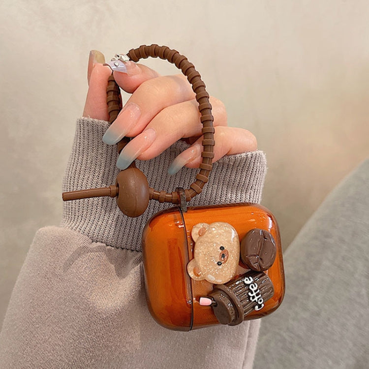 For AirPods 2 / 1 Cartoon 3D Coffee Bear Headphones Case Protective Shell Cover - For AirPods 1/2 by PMC Jewellery | Online Shopping South Africa | PMC Jewellery | Buy Now Pay Later Mobicred