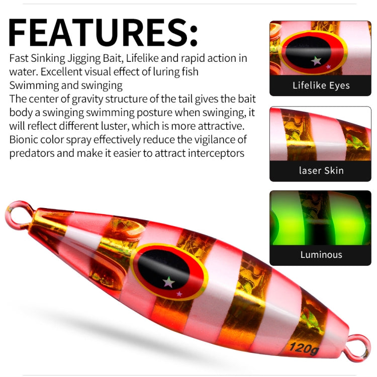 PROBEROS LF124 Deep Sea Iron Plate Lead Fish Fishing Lure Slow Sinking Rocking Luminous Boat Fishing Bait, Size: 80g(Color C) - Fishing Lures by PROBEROS | Online Shopping South Africa | PMC TechLife | Buy Now Pay Later Mobicred