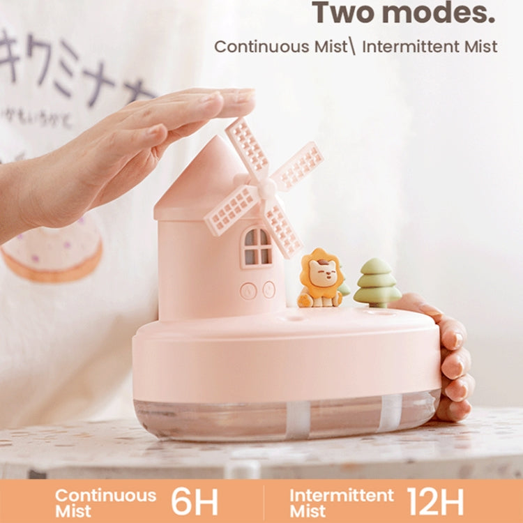 ZAY-H007 LED Light Double Spray Wireless Mini Desktop Windmill Music Humidifier(Pink) - free shipping - PMC TechLife - Order now!