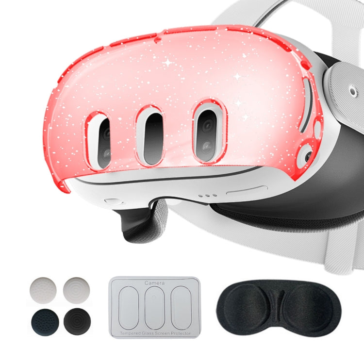 For Meta Quest 3 PC Protective Shell, Style: 7 In 1 (Glitter Transparent Red) - VR Accessories by PMC TechLife | Online Shopping South Africa | PMC TechLife | Buy Now Pay Later Mobicred