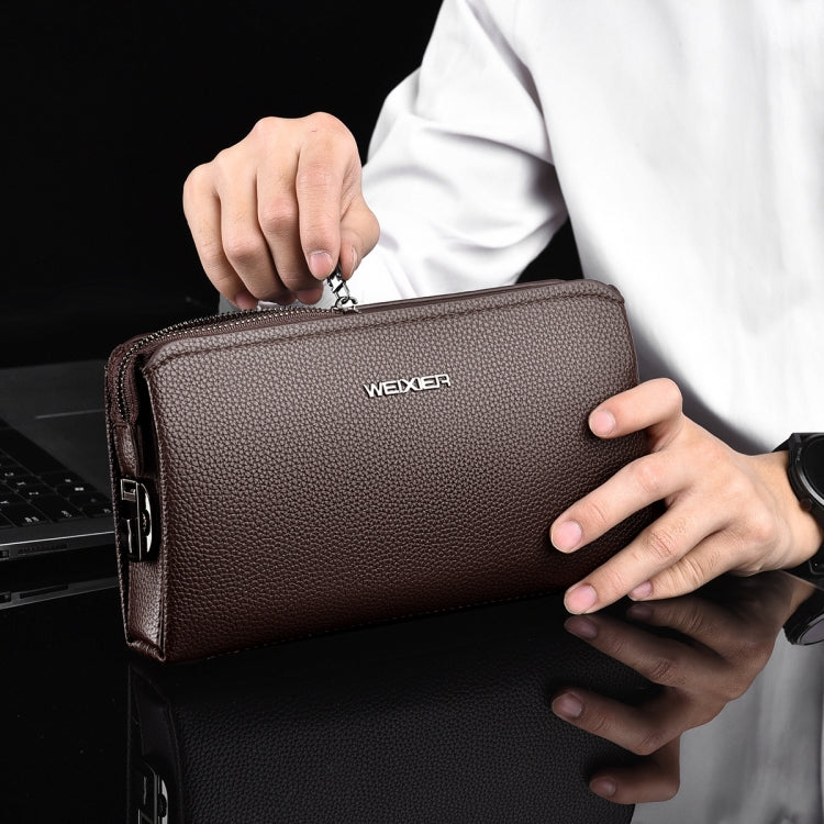 WEIXIER W125 Men Clutch Bag Password Zipper Business Phone Case(Brown) - free shipping - PMC TechLife - Order now!