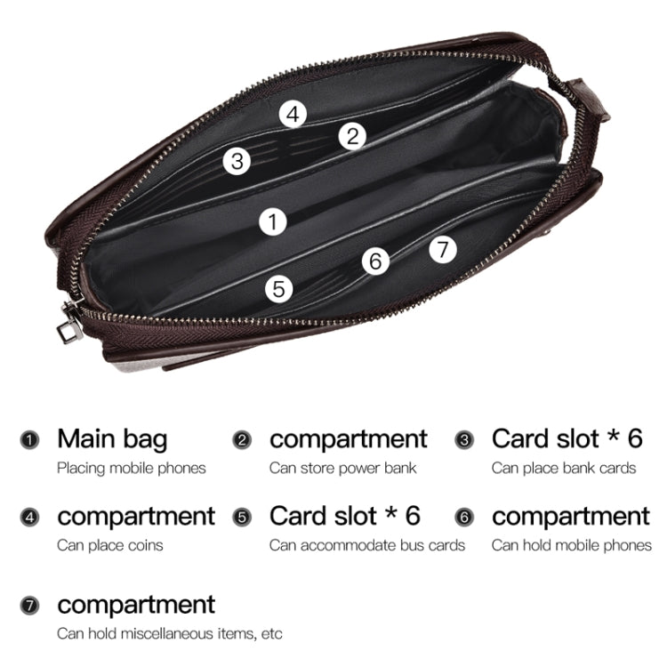 WEIXIER W125 Men Clutch Bag Password Zipper Business Phone Case(Brown) - free shipping - PMC TechLife - Order now!
