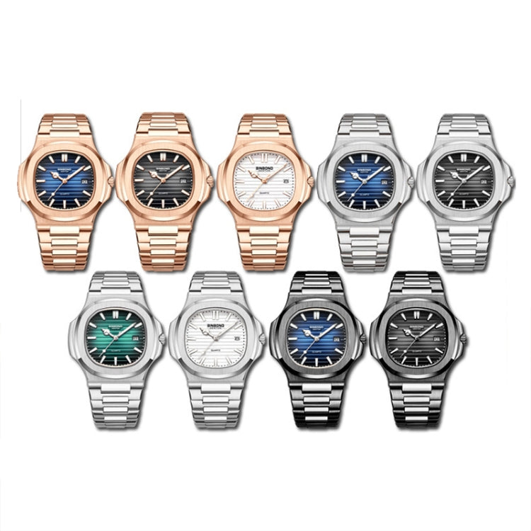 BINBOND B1885 30m Waterproof Retro Luminous Square Men Quartz Watch, Color: Black Steel-Blue-White - free shipping - PMC TechLife - Order now!