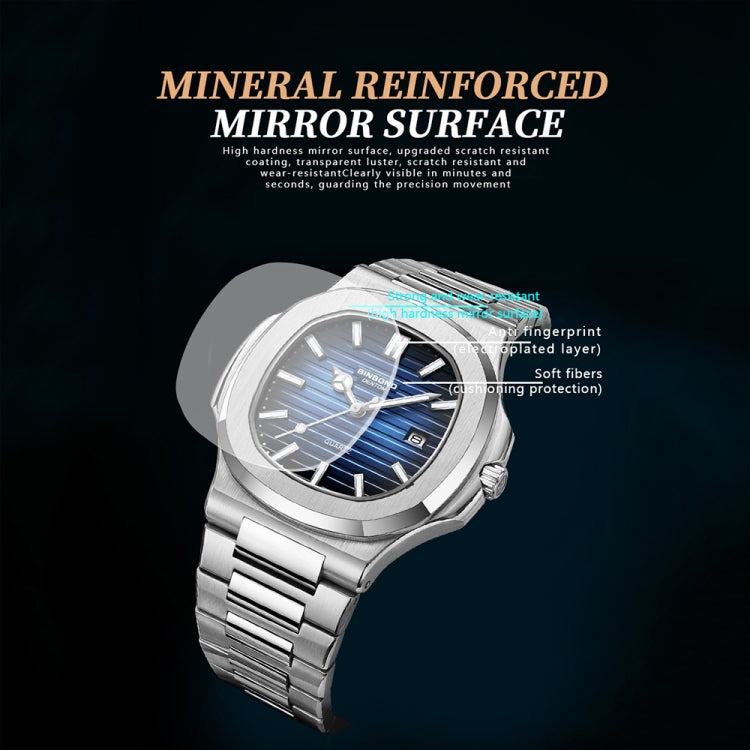 BINBOND B1885 30m Waterproof Retro Luminous Square Men Quartz Watch, Color: Black Steel-Blue-White - free shipping - PMC TechLife - Order now!