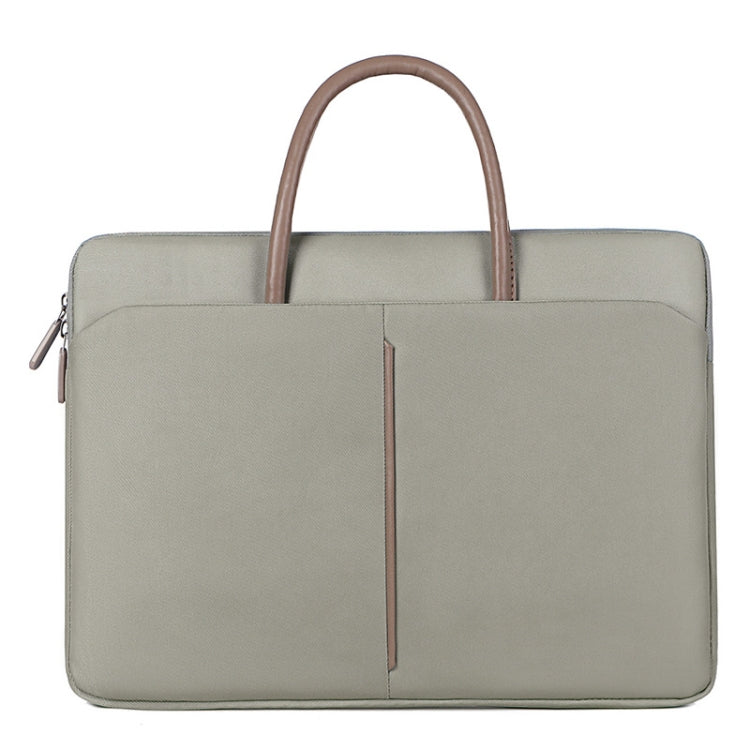 13 -13.3 Inch Oxford Cloth Laptop Bag Mens Womens Briefcase with PU Handle(Gray Green) - 13.3 inch by PMC Jewellery | Online Shopping South Africa | PMC Jewellery | Buy Now Pay Later Mobicred