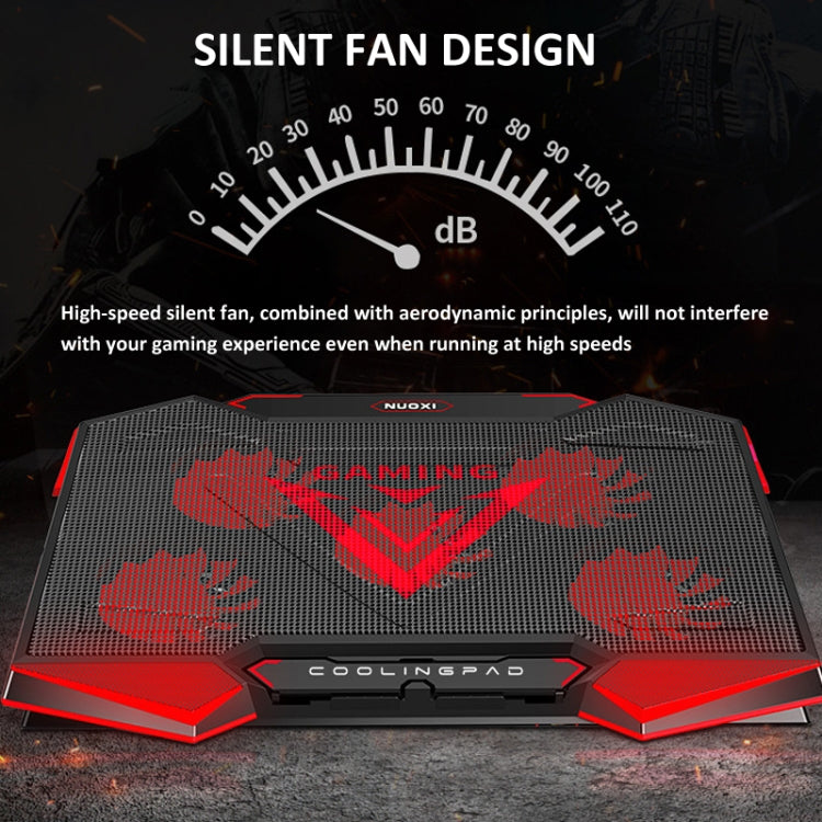 NUOXI 5 Fans Laptop Radiator Bracket Height Adjustable with Dual USB Ports(Black and Red) - free shipping - PMC Jewellery - Order now!