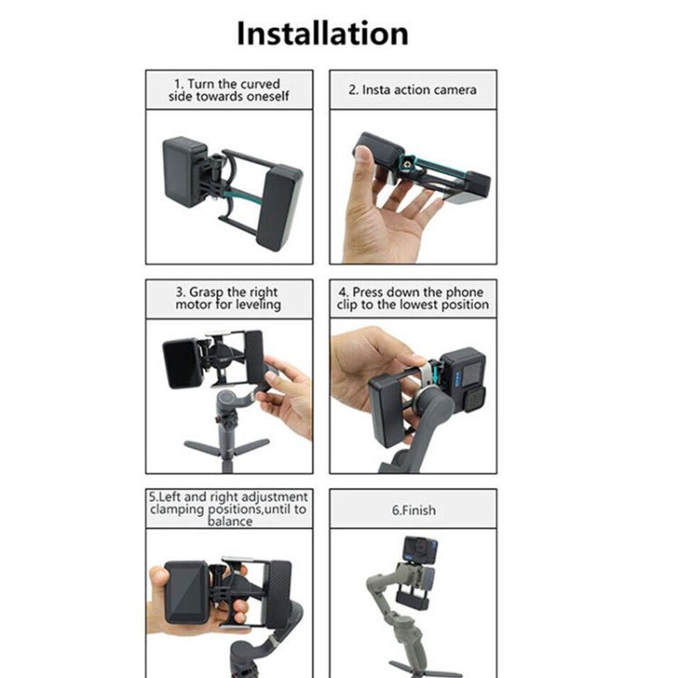 Universal Phone Gimbal to Sports Camera Adapter For DJI OSMO 6 / 5 / 4 / 3 to Gopro DJI Action 4(Black) -  by PMC TechLife | Online Shopping South Africa | PMC TechLife