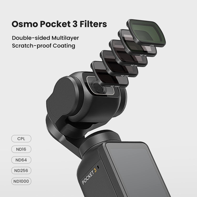 For DJI Osmo Pocket 3 aMagisn HD Double Sided Coated Filters Sports Camera Protective Goggles, Style: ND16+ND64+ND256 + CPL - free shipping - PMC TechLife - Order now!
