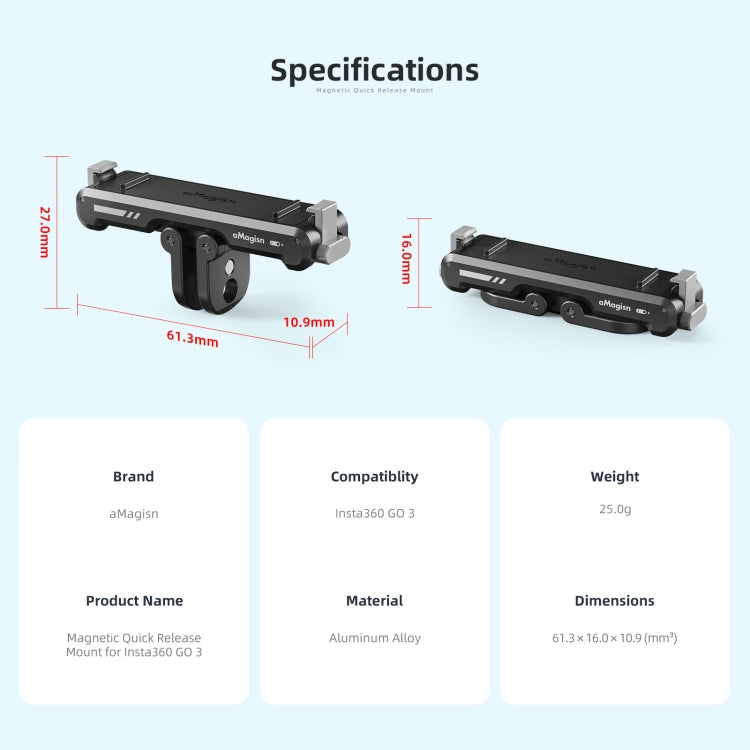 For Insta360 GO 3 / 3S aMagisn Magnetic Fast Disassembly Bottom Seat Bracket Sports Camera Accessories - Others by aMagisn | Online Shopping South Africa | PMC TechLife | Buy Now Pay Later Mobicred