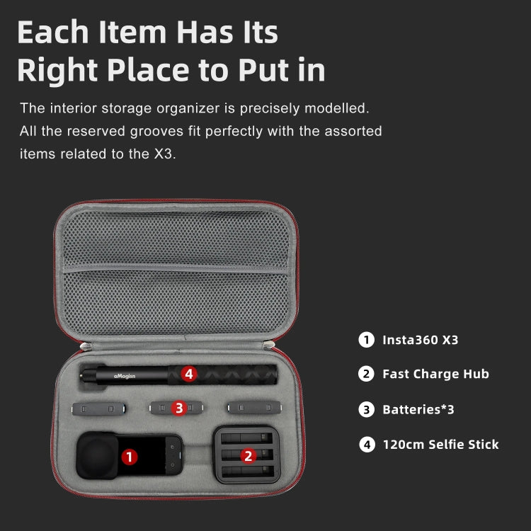 For Insta360 X3 AMagisn Medium Storage Pack Protection Accessories - free shipping - PMC TechLife - Order now!