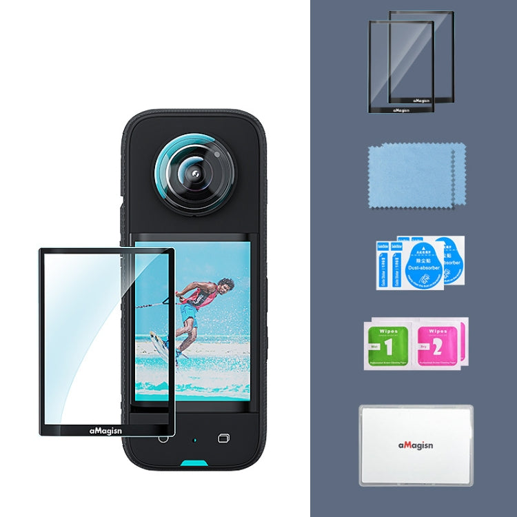 For Insta360 X3 aMagisn Screen Tempered Film Protection Sports Camera Accessories, Specification: 2sets - Protective Film & Stickers by aMagisn | Online Shopping South Africa | PMC TechLife | Buy Now Pay Later Mobicred