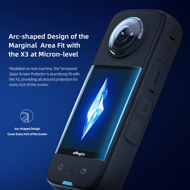 For Insta360 X3 aMagisn Screen Tempered Film Protection Sports Camera Accessories, Specification: 2sets - Protective Film & Stickers by aMagisn | Online Shopping South Africa | PMC TechLife | Buy Now Pay Later Mobicred
