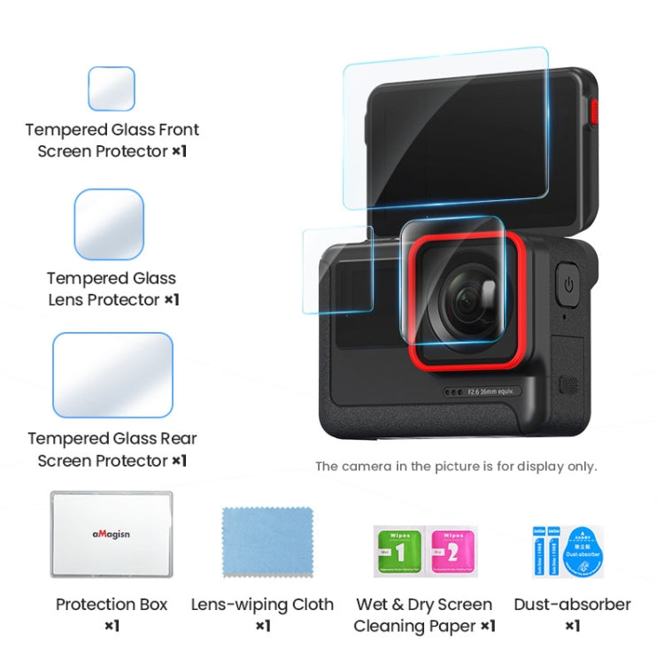 3 In 1 For Insta360 ACE aMagisn Tempered Film Protective Stickers Sports Camera Accessories - Protective Film & Stickers by aMagisn | Online Shopping South Africa | PMC TechLife | Buy Now Pay Later Mobicred