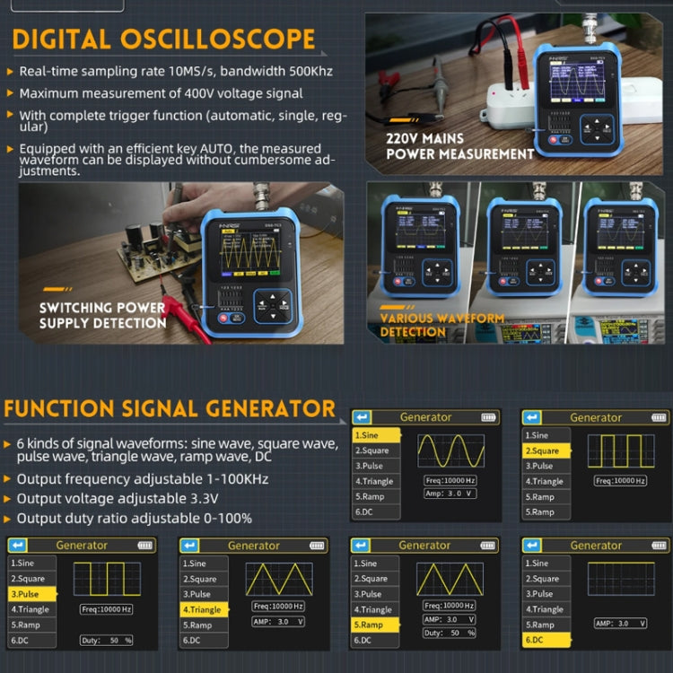 FNIRSI 3 In 1 Handheld Digital Oscilloscope LCR Transistor Tester, Specification: Standard - free shipping - PMC TechLife - Order now!