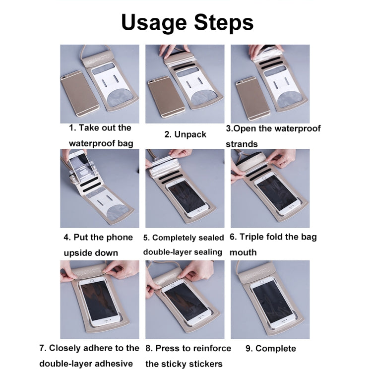 TPU Transparent Touch Screen Phone 30m Waterproof Bag Outdoor Rafting Phone Case(Rose Gold) - Waterproof Bag by GUANGTU | Online Shopping South Africa | PMC TechLife | Buy Now Pay Later Mobicred