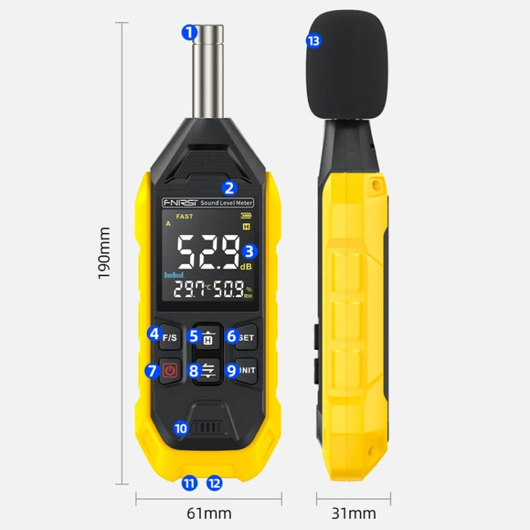 FNIRSI Noise Decibel Meter Home Volume Detector(Yellow) - free shipping - PMC TechLife - Order now!