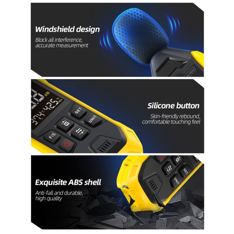 FNIRSI Noise Decibel Meter Home Volume Detector(Yellow) - free shipping - PMC TechLife - Order now!