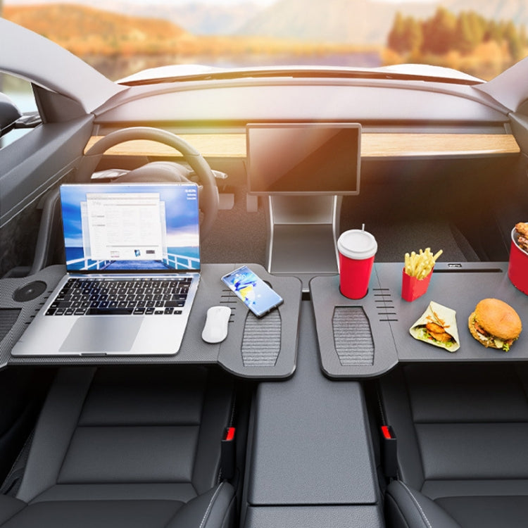 For Tesla Model Y/3 SUITU Car Center Folding Small Table Board Camping Dining Plate(Black Brown) - free shipping - PMC TechLife - Order now!