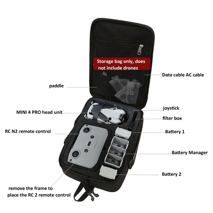 For DJI Mini 4 Pro BKANO Storage Bag Shoulder Bag Messenger Bag Suitcase(Black) - Carry Cases & Bags by BKANO | Online Shopping South Africa | PMC TechLife | Buy Now Pay Later Mobicred