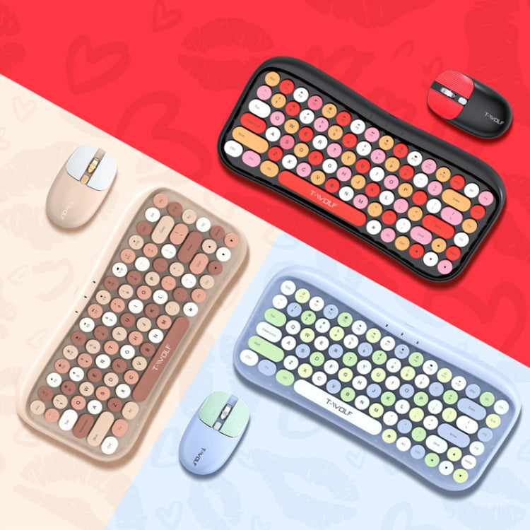 T-WOLF TF660 2.4G+5.0 Bluetooth Dual-Mode Retro Wireless Keyboard And Mouse Set(Black Red) - free shipping - PMC Jewellery - Order now!