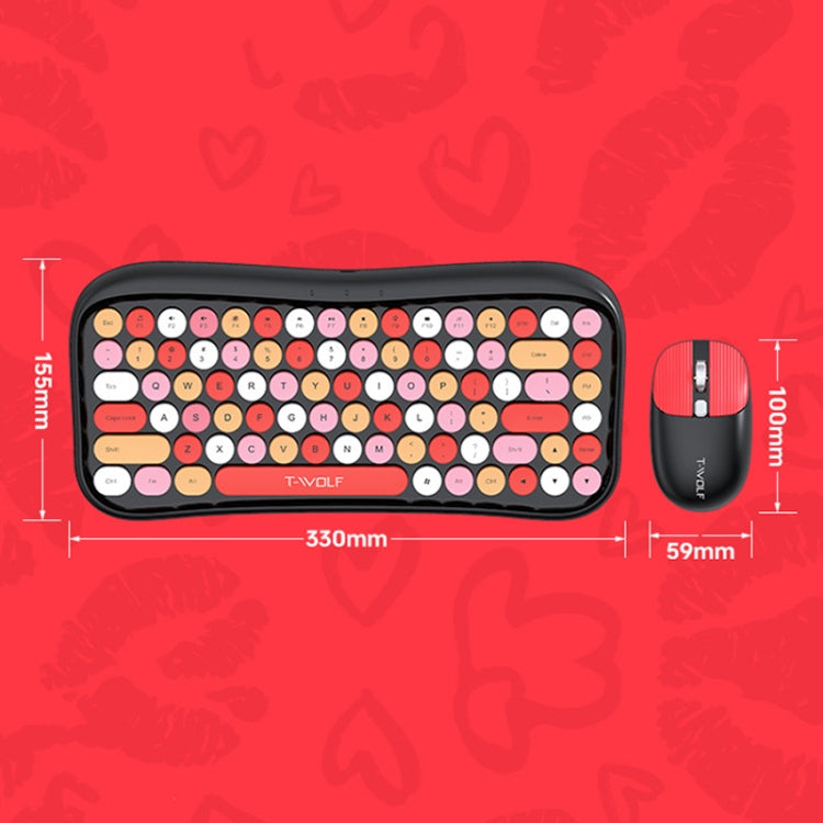 T-WOLF TF660 2.4G+5.0 Bluetooth Dual-Mode Retro Wireless Keyboard And Mouse Set(Black Red) - free shipping - PMC Jewellery - Order now!