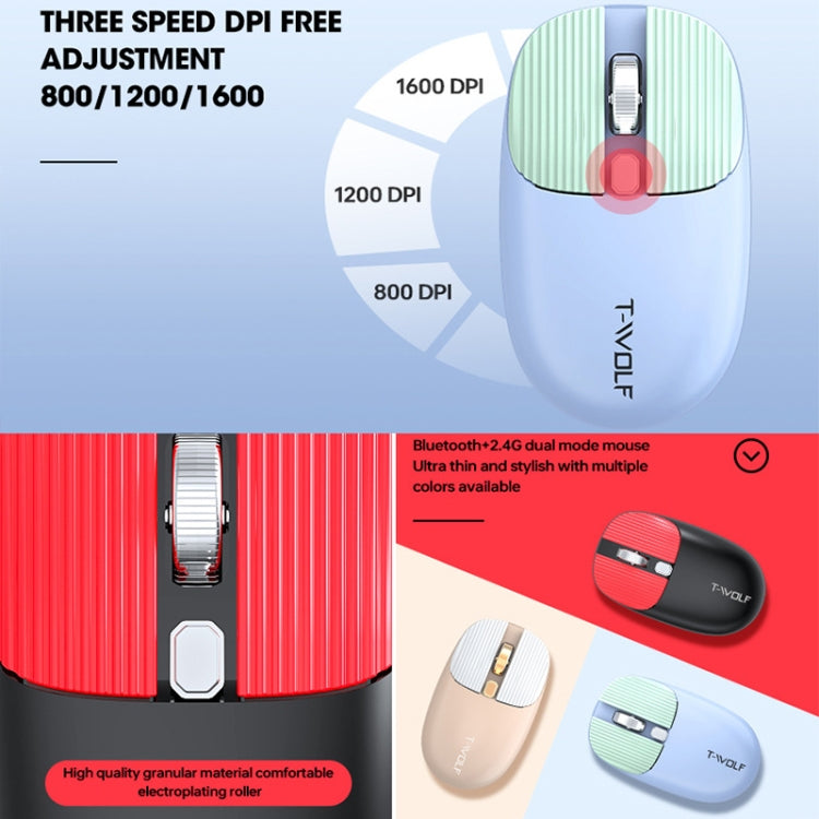 T-WOLF TF660 2.4G+5.0 Bluetooth Dual-Mode Retro Wireless Keyboard And Mouse Set(Black Red) - free shipping - PMC Jewellery - Order now!