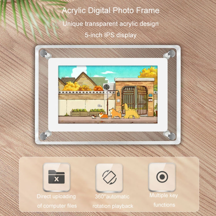 5 Inch HD Digital Photo Frame Crystal Advertising Player 1080P Motion Video Picture Display Player(EU Plug) - 1.5-7.0 inch by PMC TechLife | Online Shopping South Africa | PMC TechLife | Buy Now Pay Later Mobicred