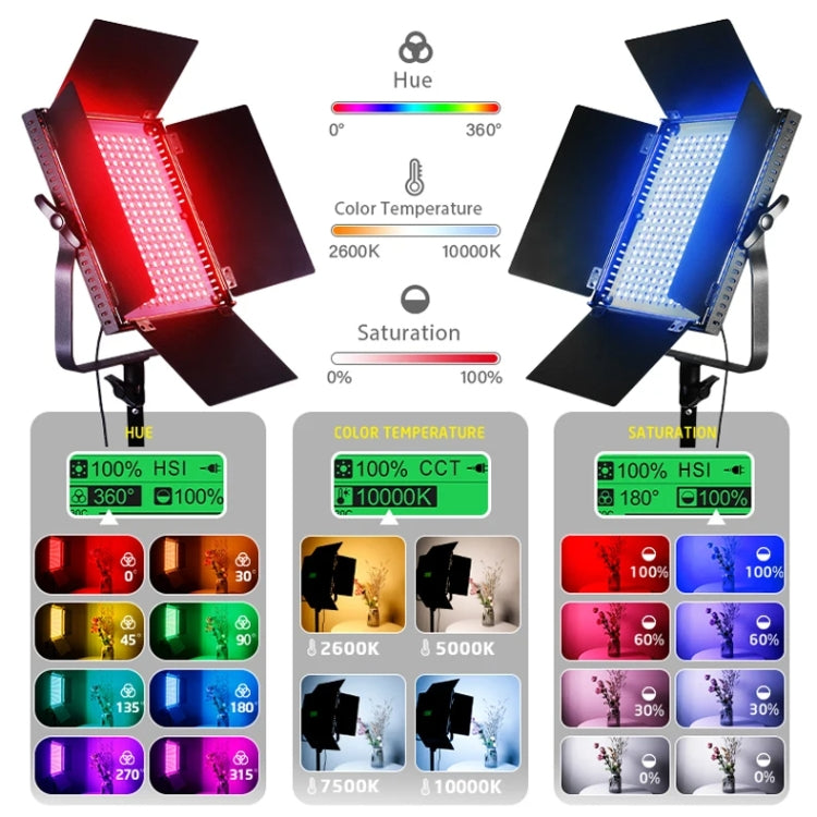 Pixel K80 RGB 45W 2600-10000K 552 LEDs Photography Fill Light Panel Lamp With LCD Display,US Plug Standard Set - free shipping - PMC TechLife - Order now!