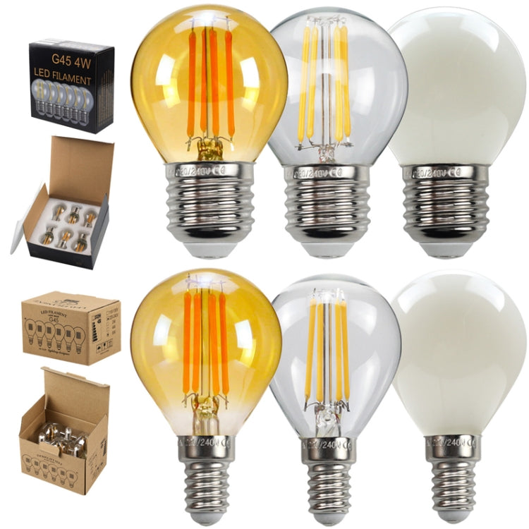 6pcs /Box G45 Bulb LED Lamp Fixture Illuminator Vintage Filament Lights, Style: Gold Large Screw(220V 4W) - LED Blubs & Tubes by PMc TechLife | Online Shopping South Africa | PMc TechLife | Buy Now Pay Later Mobicred
