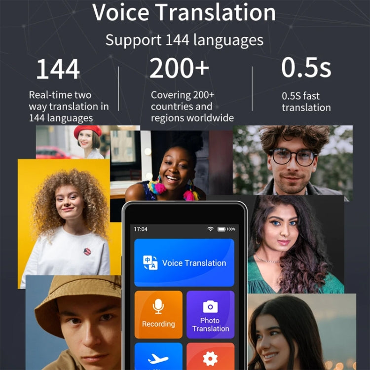 Hishell W12 144 Languages AI Voice Translator Smart Camera Translator Offline Dialogue Real-Time Mutual Translation(Black) - free shipping - PMC TechLife - Order now!