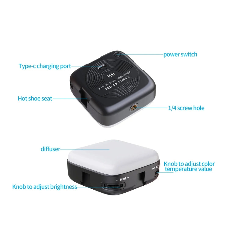 Desiontal V90 Mobile Phone Live Beauty Fill Light LED Pocket Light USB Charging Tofu Lamp(Standard) - free shipping - PMC TechLife - Order now!