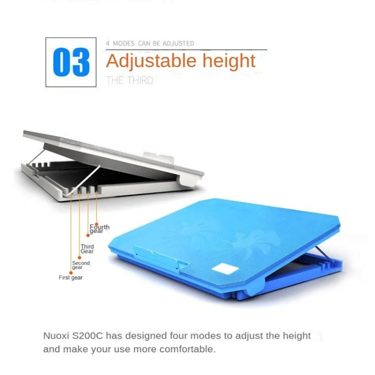 NUOXI S200C Laptop Silent Radiator Multi-level Adjustable Metal Bracket Base(Blue) - free shipping - PMC Jewellery - Order now!