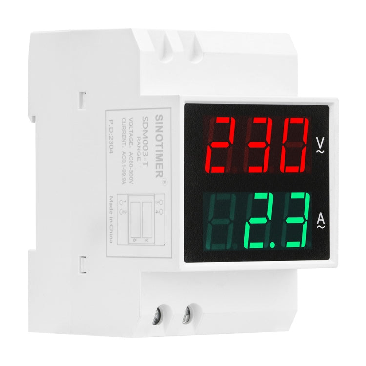 SINOTIMER SDM003-T 3 Digits DIN Rail Single-Phase AC Household Dual Display Voltage And Current Meter - free shipping - PMC TechLife - Order now!