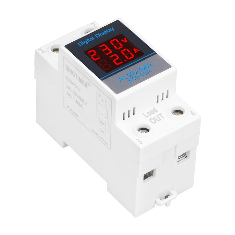 SINOTIMER SDM002 Household DIN Rail Single-Phase AC Dual Display Voltage And Current Meter(63A Build-In Intestinal Sensor) - free shipping - PMC TechLife - Order now!